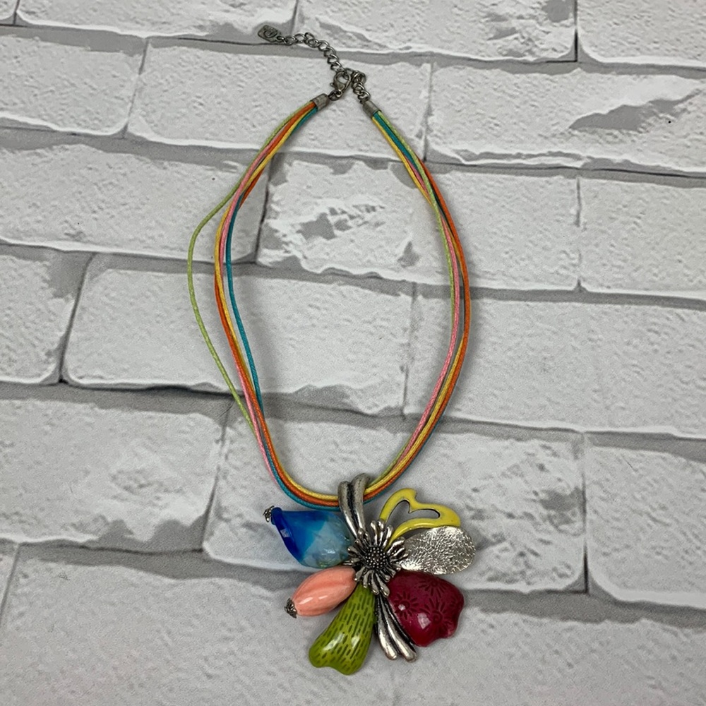 Tropical Floral necklace Adjustable Multicolor layered boho beach